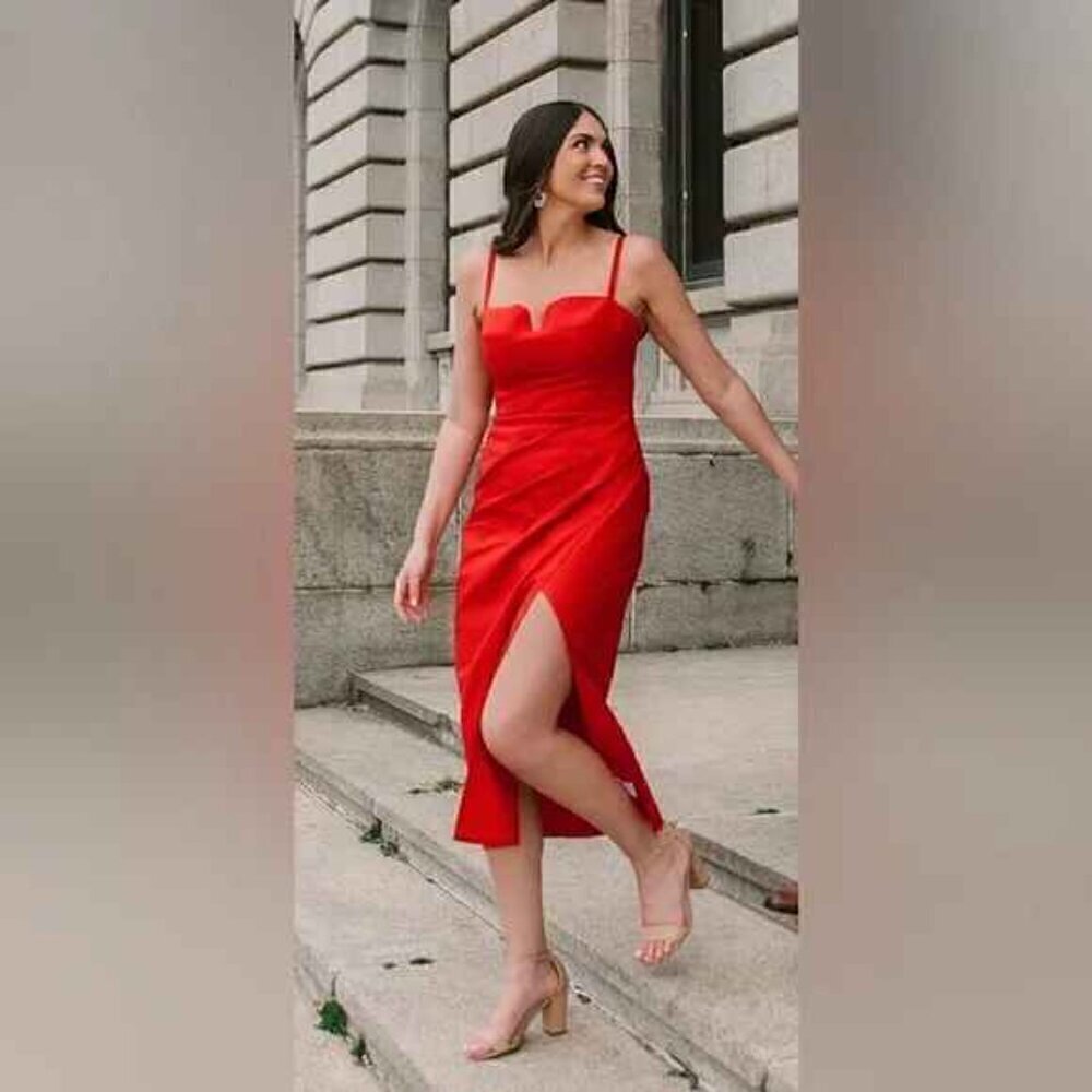 Reformation Alfred Dress in Cherry